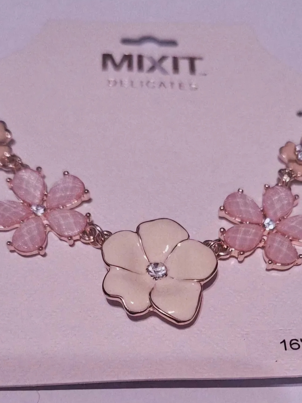 Mixit Pink and Cream Floral Statement Necklace